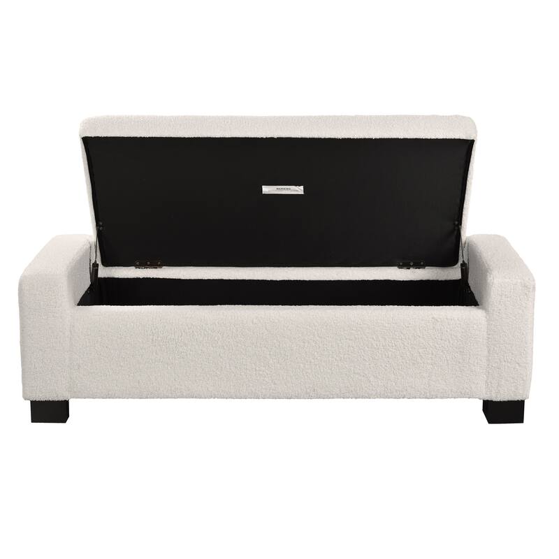 50" Textured Boucle Ottoman Bench - Rectangular Design