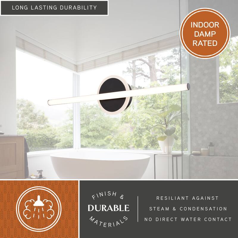 Whittier 1-Light 23.75 inch Wide Matte Black Bathroom Vanity Lighting Fixture, Center Night Light, White Shade, LED Wall Sconce