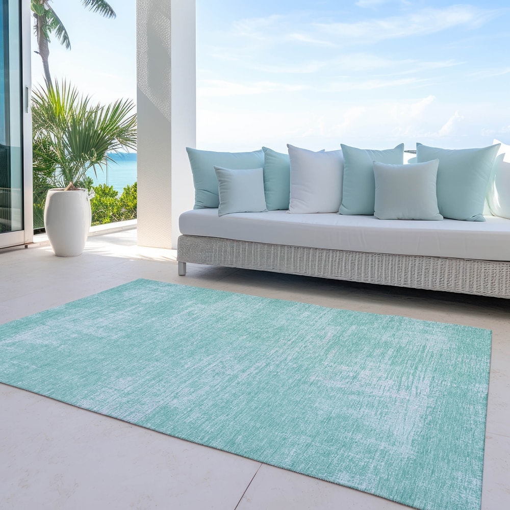 Machine Washable Indoor/ Outdoor Chantille Abstract Solid Rug