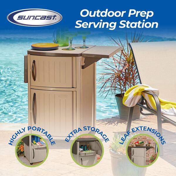 Suncast DCP2000 Portable Outdoor Patio Prep Serving Station Table and