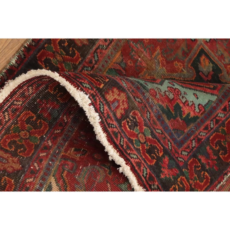 Hand Knotted Oriental 100% Wool Carpet Traditional Floral Red Heriz Area Rug - 4' 7'' X 3' 2''