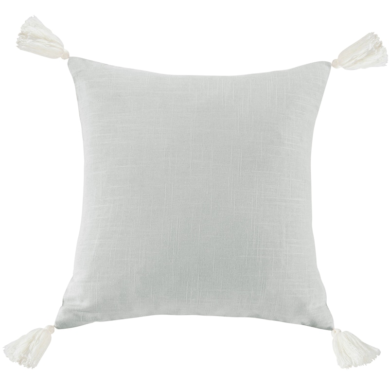 HiEnd Accents Luna Washed Linen Tasseled Square Pillow, 18"x18"