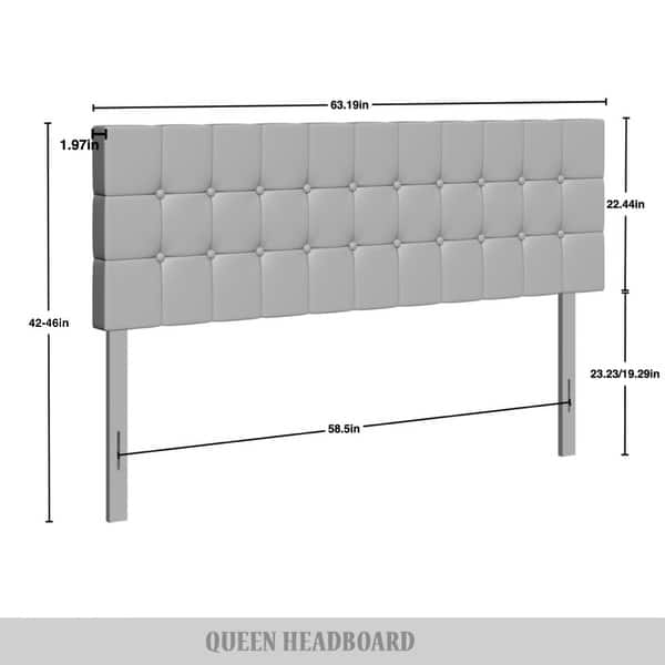 dimension image slide 3 of 4, CraftPorch Linen Button Tufted Upholstered Adjustable Headboard