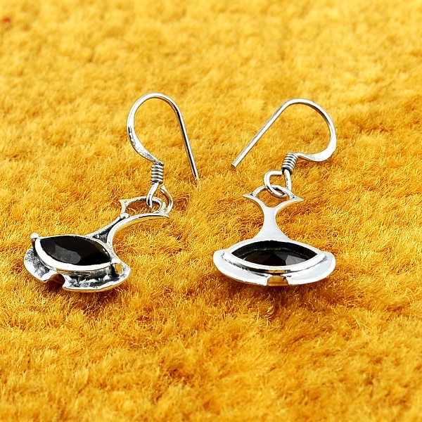 Smoky Quartz, Peridot, Topaz Sterling Silver Marquise Dangle Earrings by Orchid Jewelry
