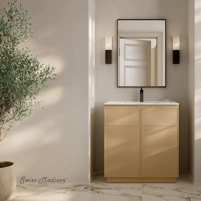 St. Tropez 36" Freestanding Bathroom Vanity In Natural Oak With Sink Top - 36