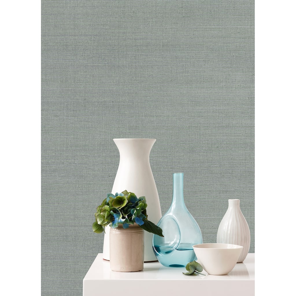Distressed Textures Saumur Zhejiang Aquamarine Sisal Grasscloth 24' L X 36" W Wallpaper Roll