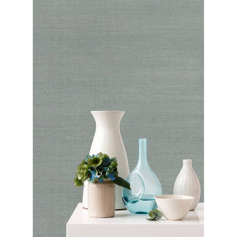 A-Street Prints Shuang Teal Handmade Grasscloth Wallpaper