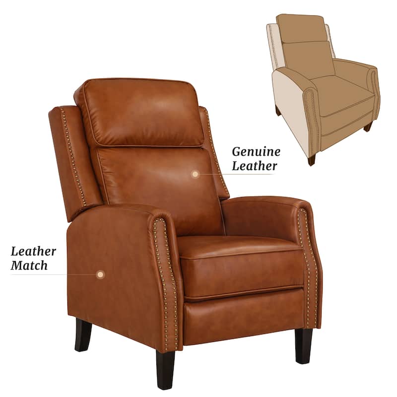 2 Set Genuine Leather Recliner Modern Push Back Recliner Chair Wingback 3 Adjustable Chair for Living Room