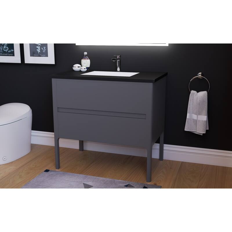 Serena 36" Bathroom Vanity Set - Black Top
