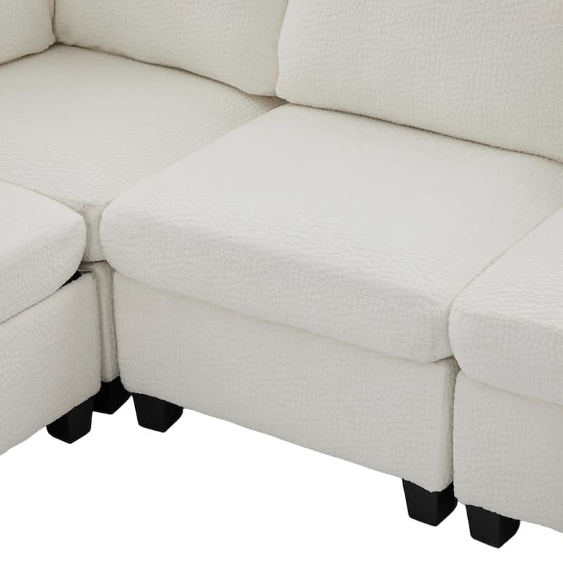 Freely Combinable Convertible Modular Sectional Sofa with Storage Ottomans