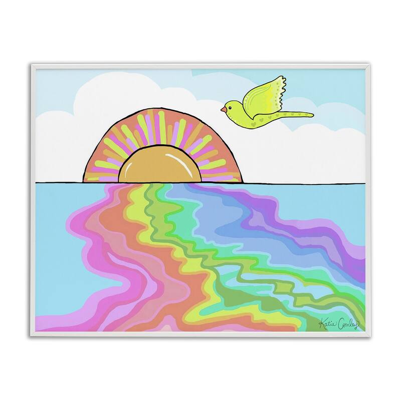 Stupell Swirling Rainbow Sea Reflection Framed Giclee Art Design By Katie Conley - 30 x 24 - White