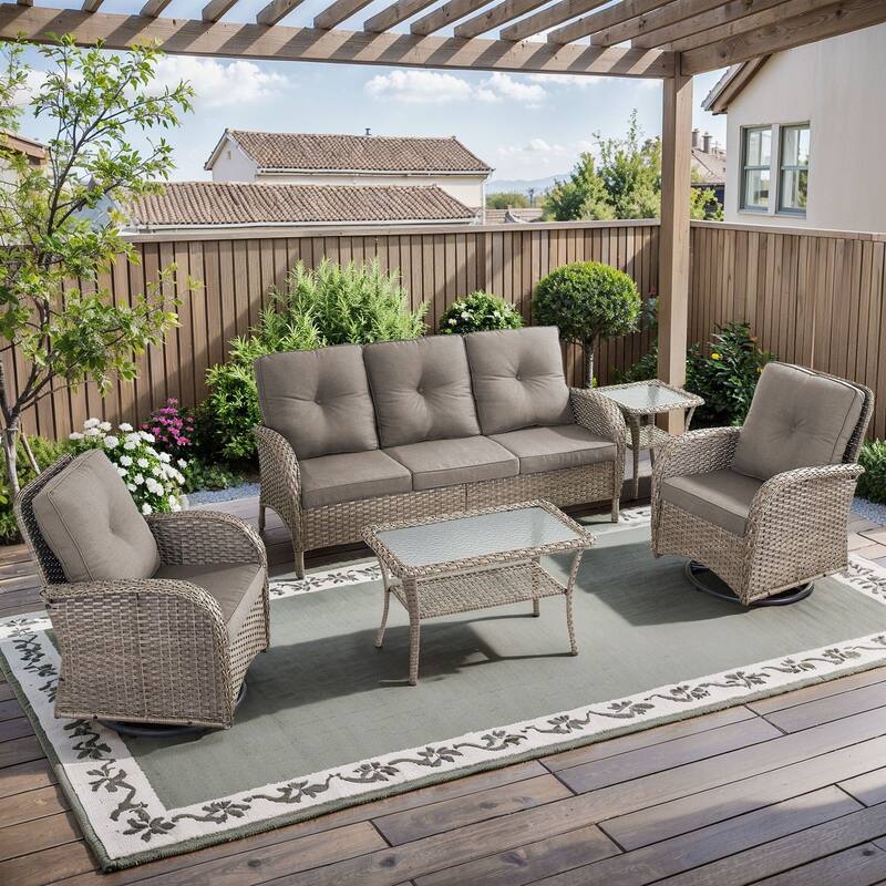 Gymojoy Outdoor Wicker Patio Furniture Sofa Chair Set Weather-Resistant