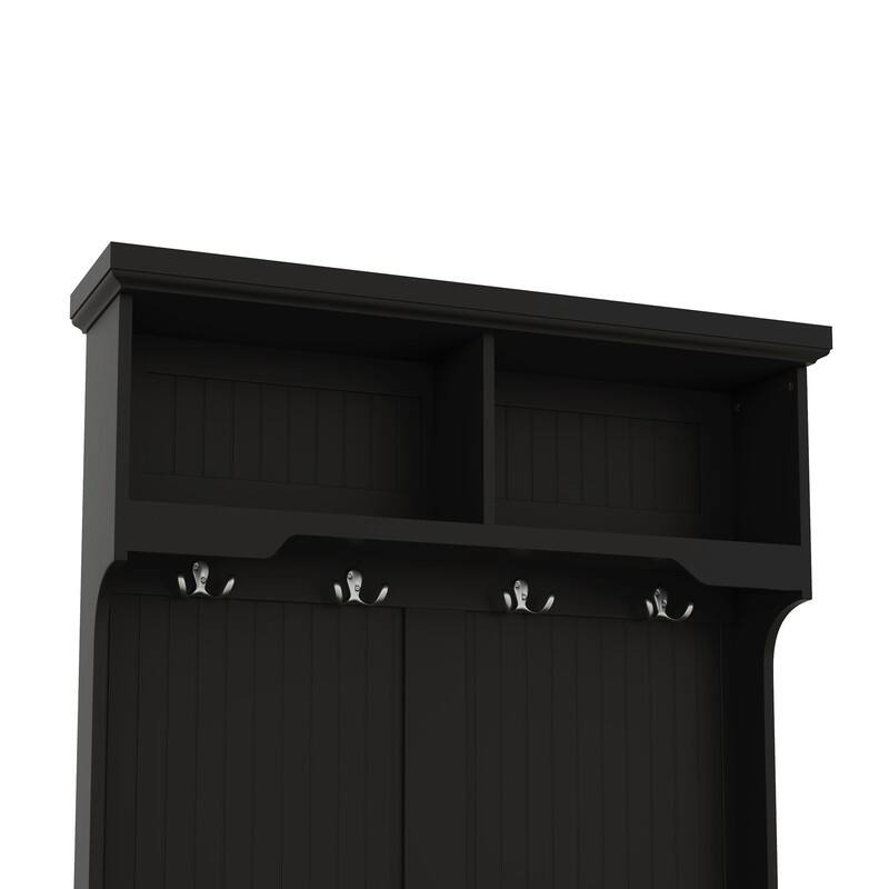 64.4 Inches Tall Hall Tree With Bench And Coat Racks, Hall Tree With