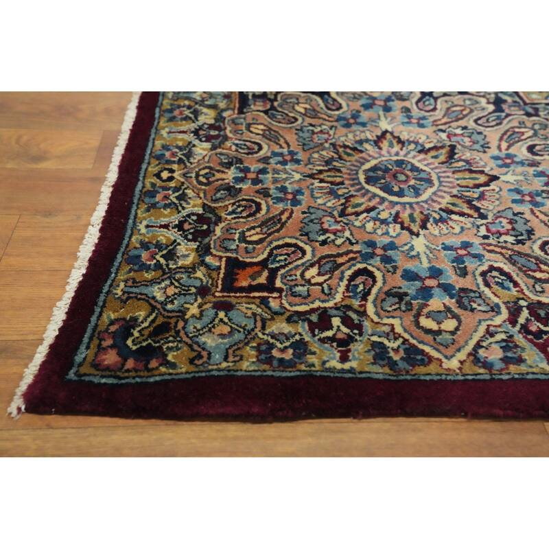 Hand Knotted Oriental 100% Wool Carpet Traditional Floral Red Kerman Area Rug - 19' 4'' X 12' 9''