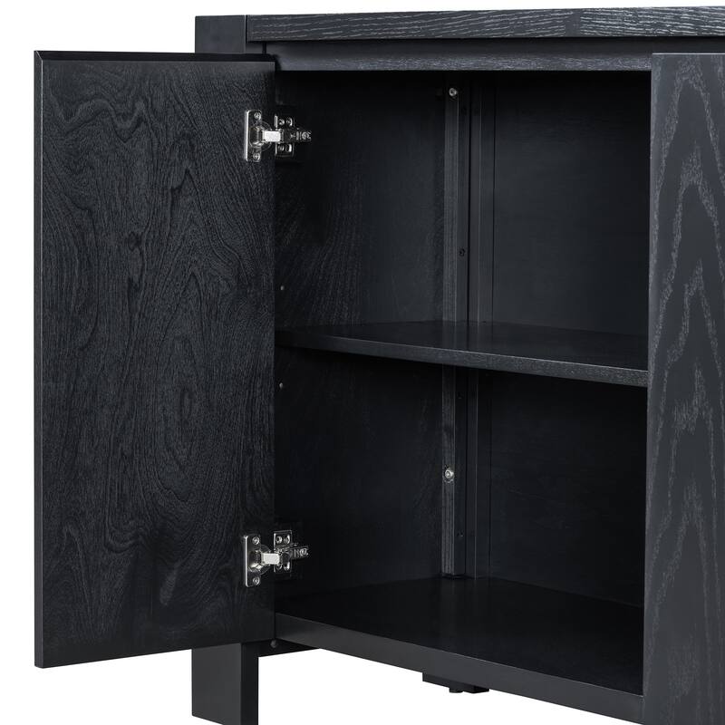 Retro 4-Door Sideboard with Distressed and Adjustable Shelves