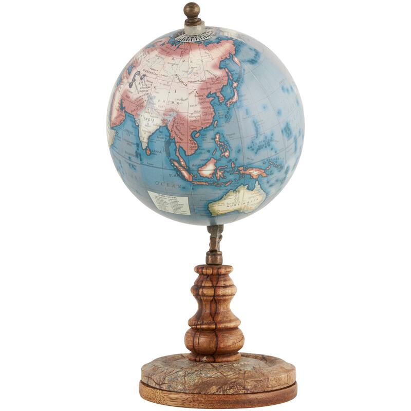 Brown Plastic Globe with Wood Base