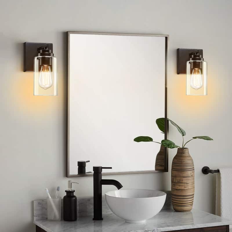 1-Light Wall Lights Vanity Lights For Bathroom Set of 2 - 2 Pack - Black
