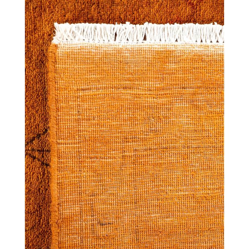 Overton Hand Knotted Wool Vintage Inspired Modern Contemporary Overdyed Gold Area Rug - 9' 1" x 12' 8"