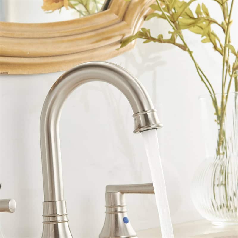 8 Inch Widespread Bathroom Faucet With Drain Assembly 3 Hole Bathroom Sink Faucet Double Handle Modern Basin Vanity Taps