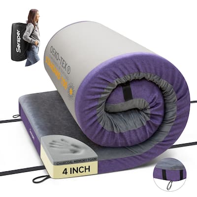 Sersper 4 Inch Twin Size Roll Up Mattress, Memory Foam Foldable Mattress,Futons,Yoga Mattress with Washable Cover