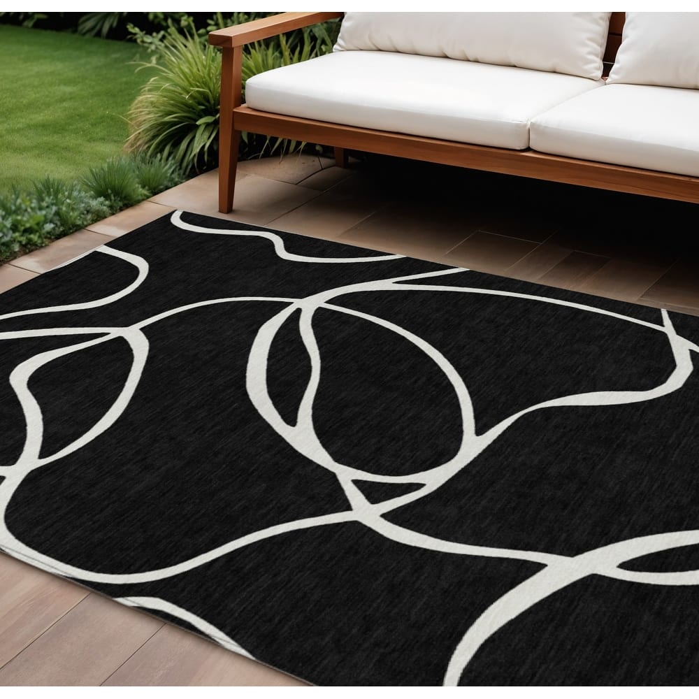 HomeRoots Abstract Transitional Rectangle Outdoor Rug