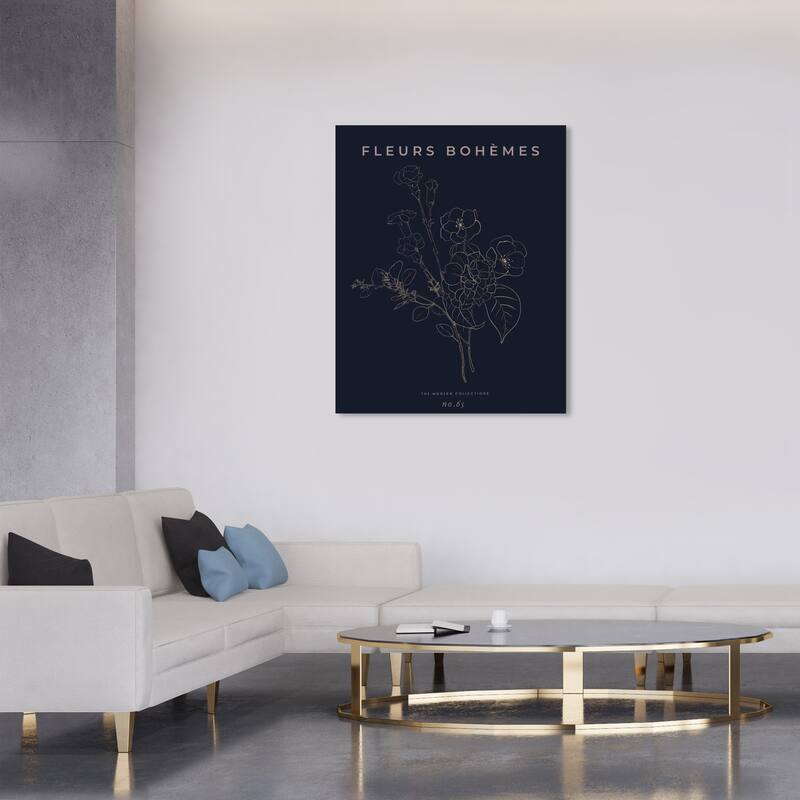 Wynwood Studio Canvas Floral and Botanical Modern Art Boheme Black and Light Gray Modern & Contemporary Wall Art Canvas Print - 30 x 36