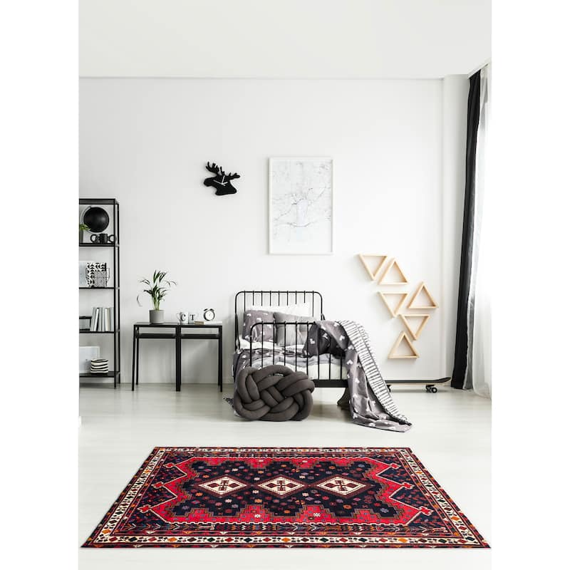 ECARPETGALLERY Hand-knotted Melis Dark Navy Wool Rug - 5'5 x 7'1