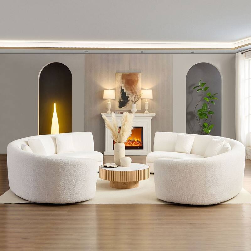 Curved Cloud Sofa, Upholstered Comfy Sofa with Pillows for Living Room
