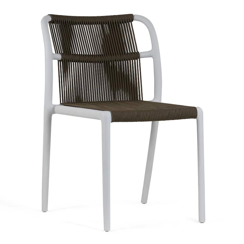 Set of 12 Belden Brown Woven Rope Fabric Dining Chair with Plastic Frame