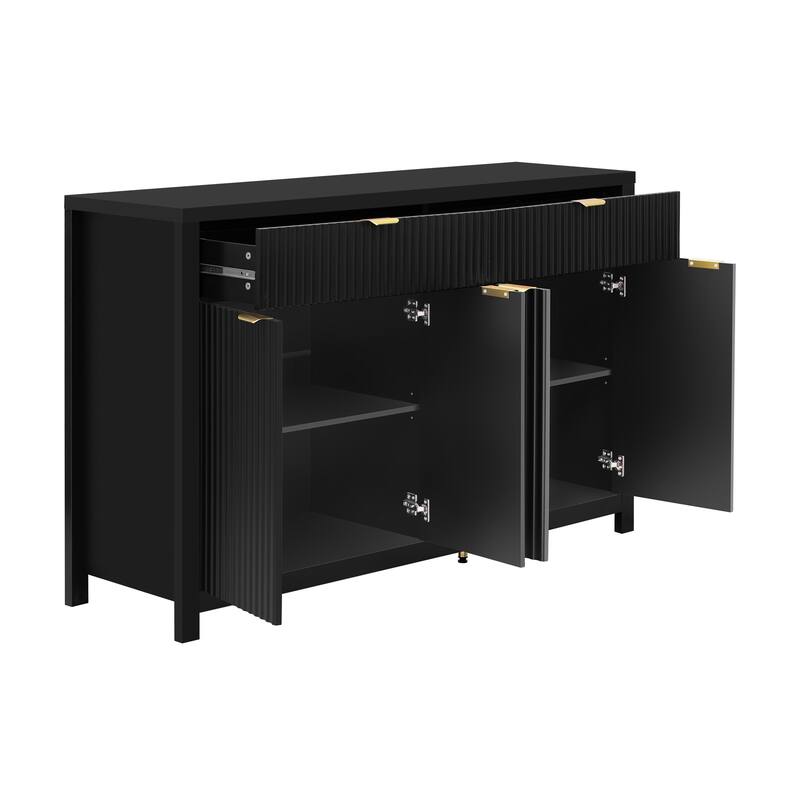 Modern Wave-Pattern Sideboard Cabinet with Adjustable Shelves and Large Capacity Drawers