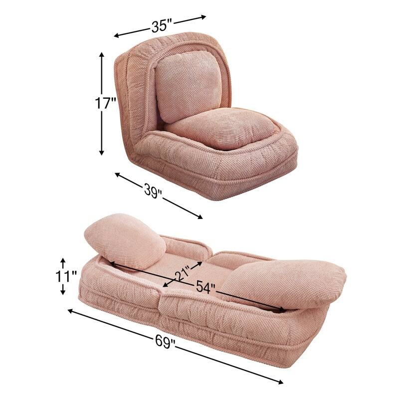 Lazy Folding Sofa Bed with Two Pillows