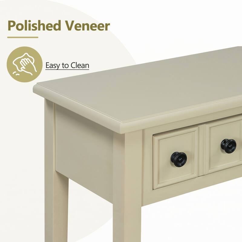 Entryway Table with 2 Drawers(Light Tan)