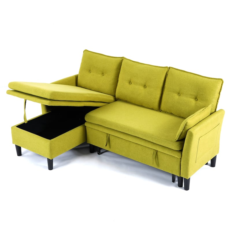 L-shaped Reversible Chaise Sectional Sofa with Storage and Side Pocket