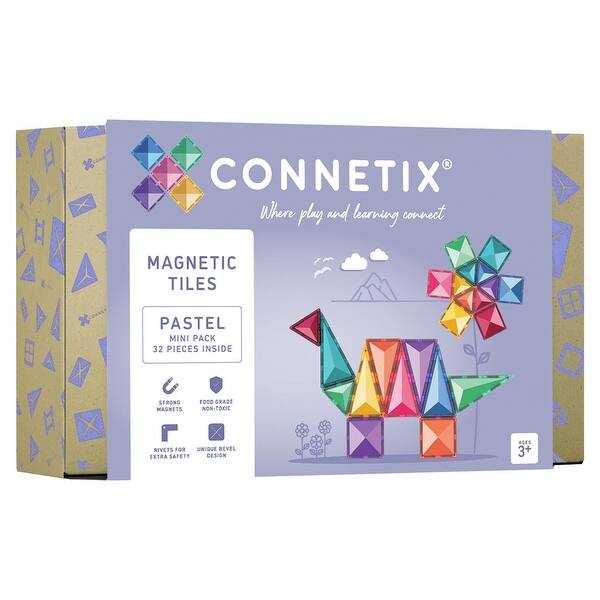 slide 2 of 8, Connetix Magnetic Tiles Pastel Mini Pack, 32 Pieces Pastel - Kids