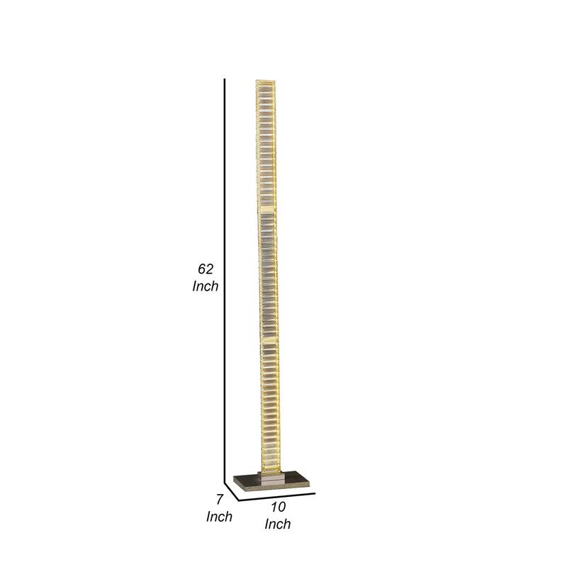 Lizy 62 Inch Floor Lamp with Crystal, LED Metal Frame, Nickel Finish