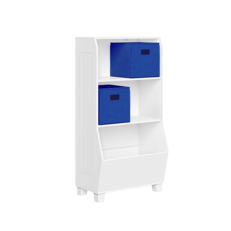 RiverRidge Kids 23in Playroom Bookshelf with Veggie Bin Organizer and 2 Open Toy Storage Shelves - with Optional Bins
