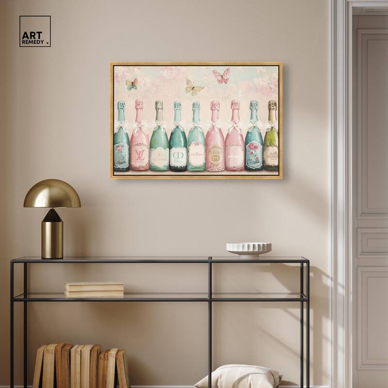 Champagne Mint and Pink Canvas by Art Remedy