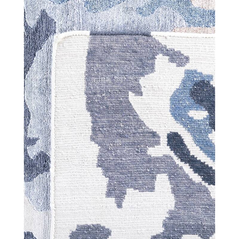 Modern One-of-a-Kind Hand-Knotted Area Rug, Blue - 9' 1" x 12' 1"