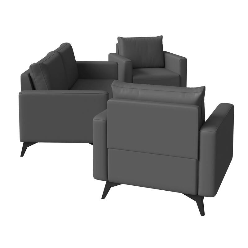 3-Piece Sofa Set Upholstered in Leather Inno Series by LeisureMod