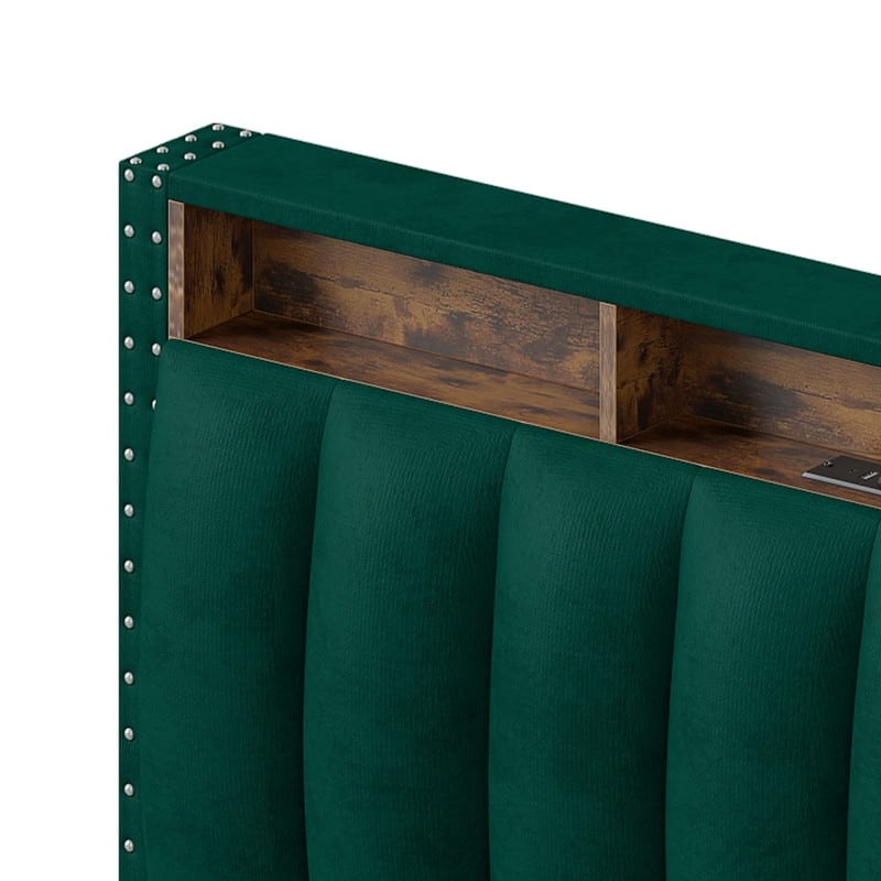 Full / Queen / King Size Platform Bed Frame with Upholstered Storage Headboard and 4 Drawers