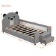 preview thumbnail 7 of 9, Twin Size Upholstered Daybed with Bear Shaped Headboard, Hydraulic System and Breathable Mesh Fence, Gray