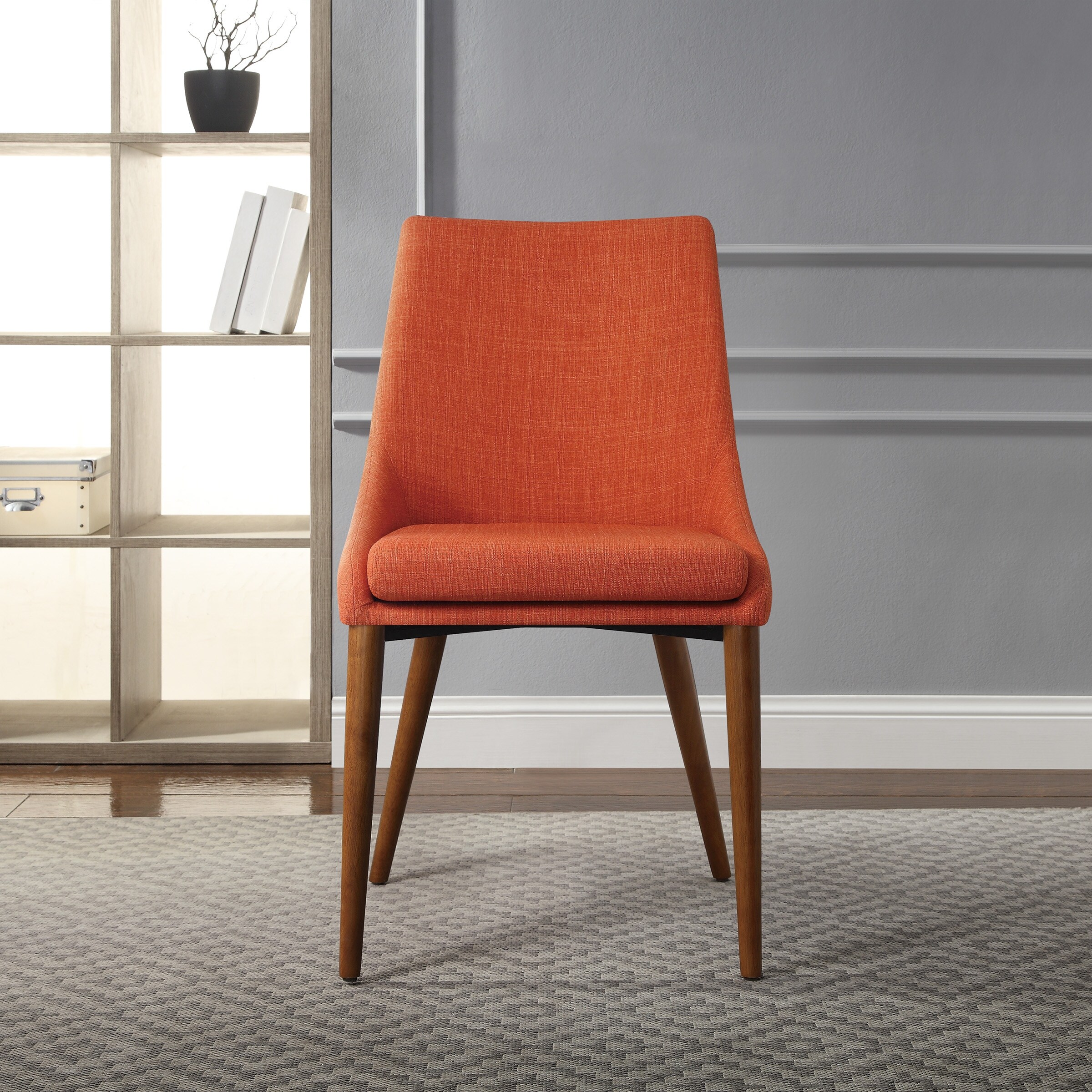 orange fabric dining chair