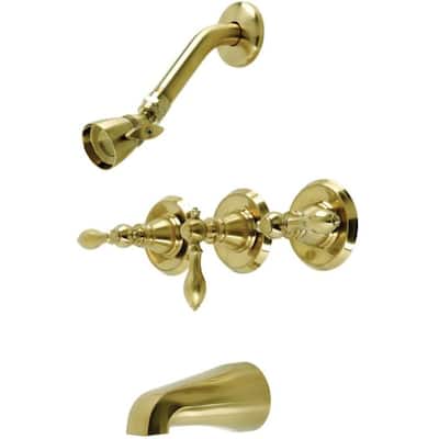Kingston Brass American Classic Three-Handle Tub and Shower Faucet