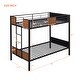 preview thumbnail 3 of 12, Unique Style Twin-Over-Twin Bunk Bed Modern Style Steel Frame Bunk Bed With Safety Rail, Built-In Ladder,Functional Bunk Bed