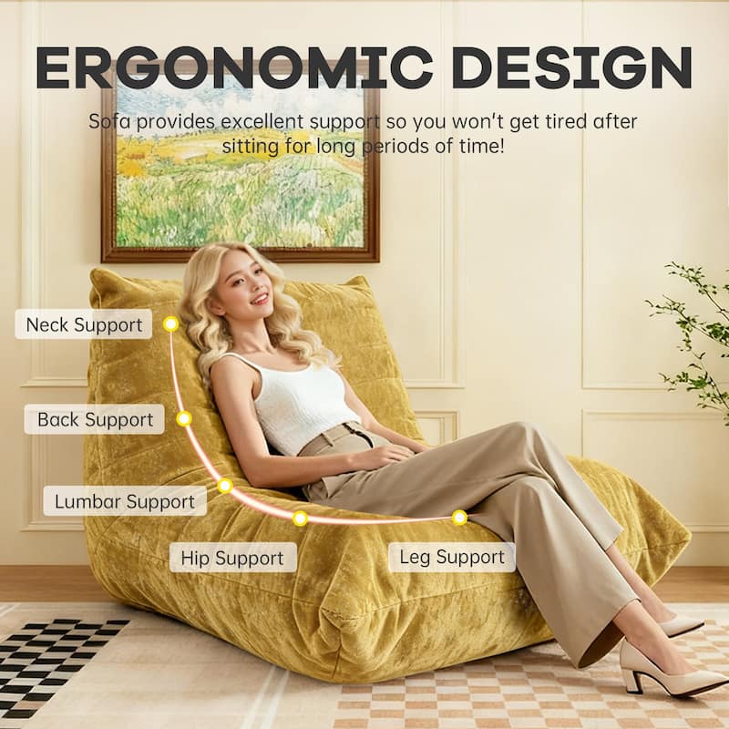 Ergonomic Bean Bag Chair with 5-Way Body Support System for Ultimate Comfort