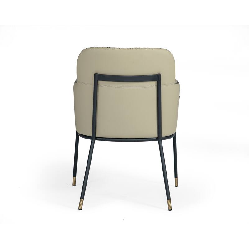 Modrest Brady Modern Black Metal & Grey Vegan Leather Dining Chair