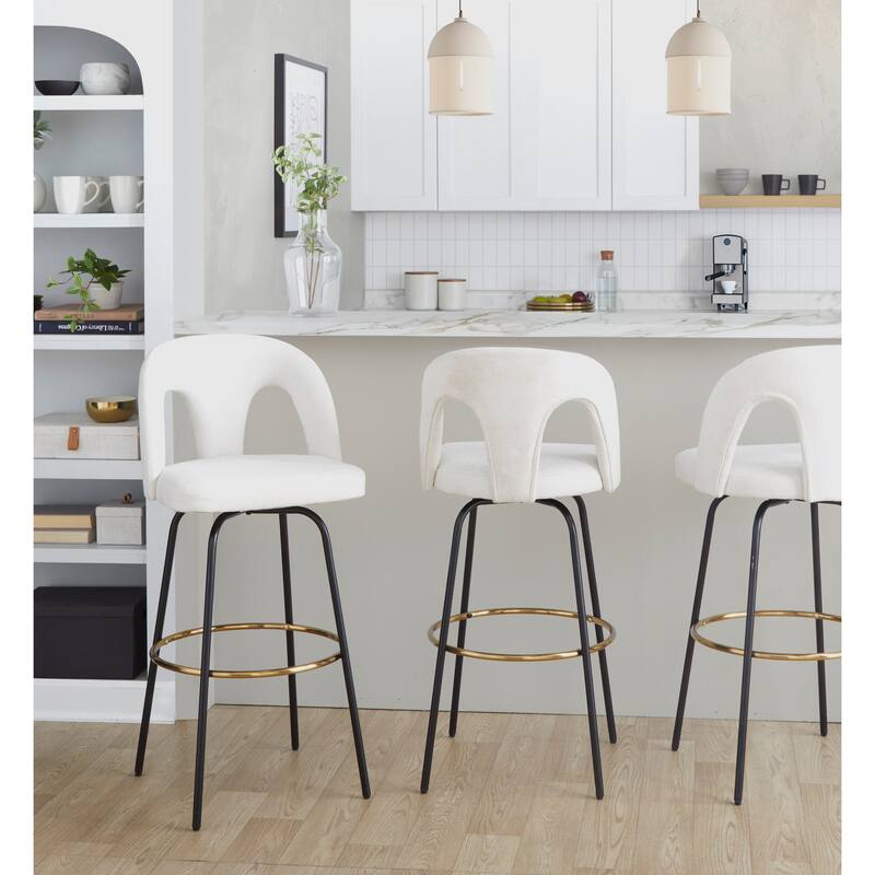 Ava Upholstered 30" Fixed-Height Barstool - Set of 2