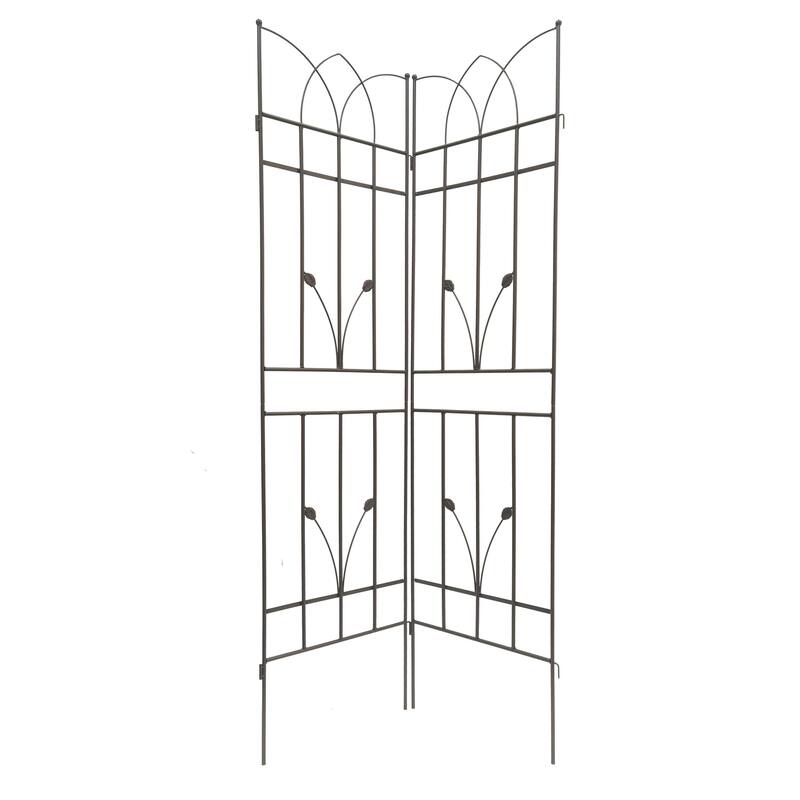 Anmytek 2 Pack Metal Garden Trellis 71" x 17.7" Rustproof Trellis for Climbing Plants Outdoor Flower Support Brown