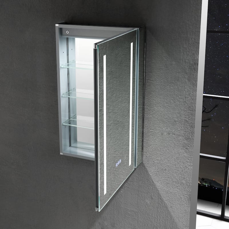 LED-lit Medicine Cabinet with Mirrors, Defogger, and USB Outlets