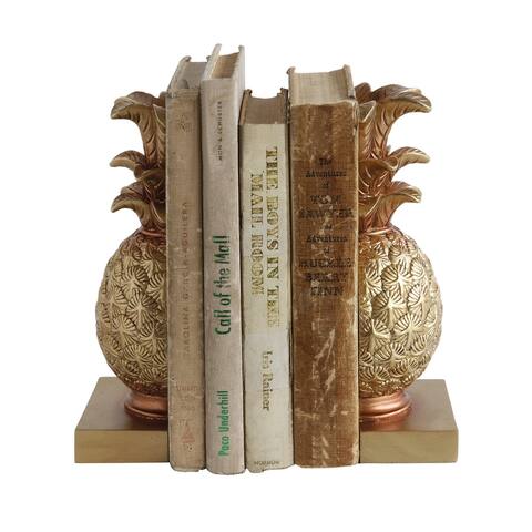 Pineapple Shaped Gold Resin Bookends (Set of 2 Pieces)